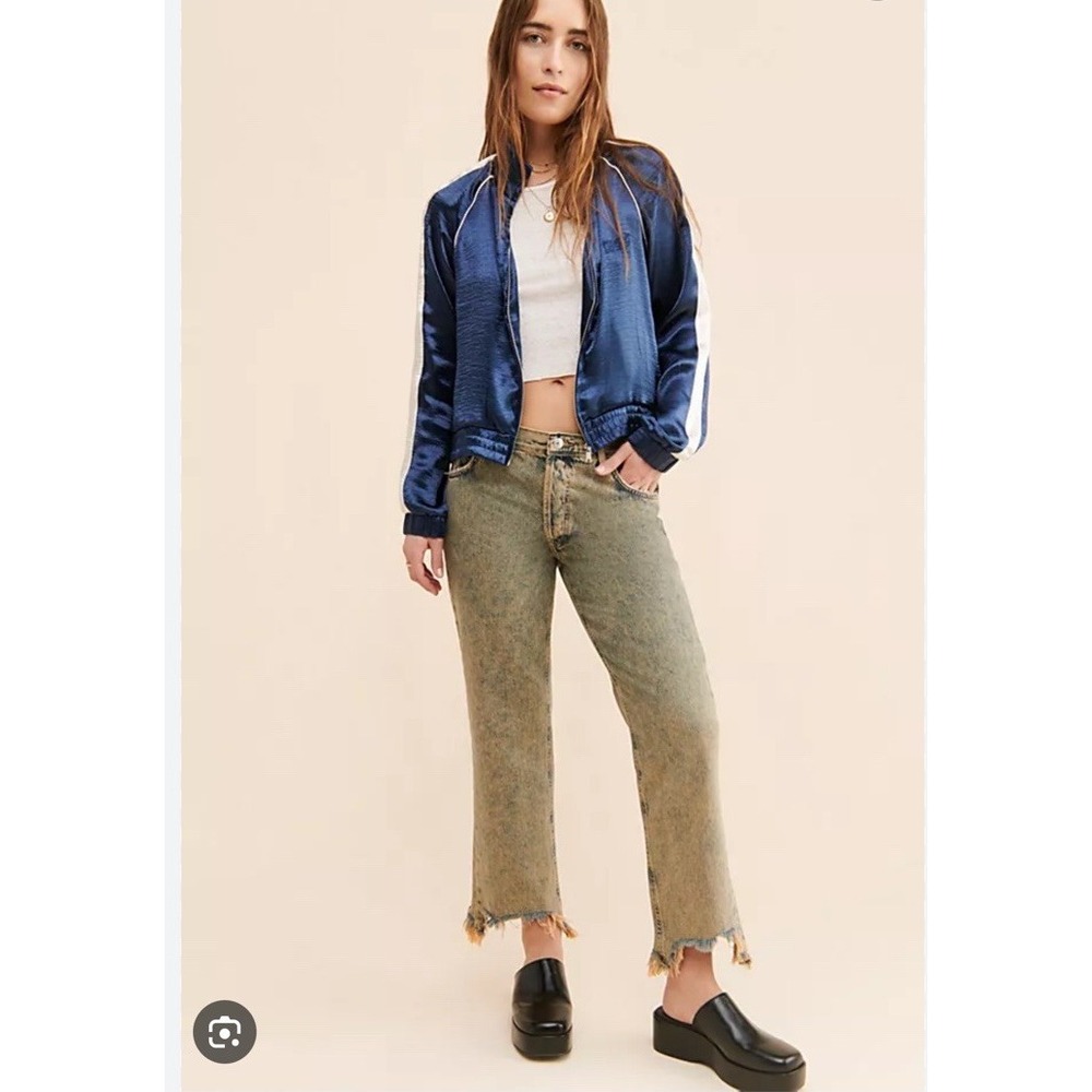 We The Free Free People Maggie Mid‎ Rise Jeans Distressed Chewed Hem Raw Size 28